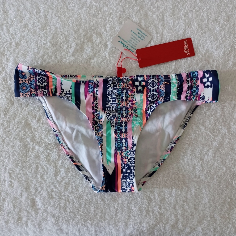 Colorful Patterned Bikini Bottom, Size 4